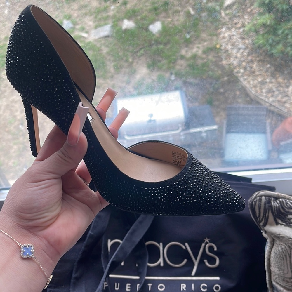 Black sparkly heels